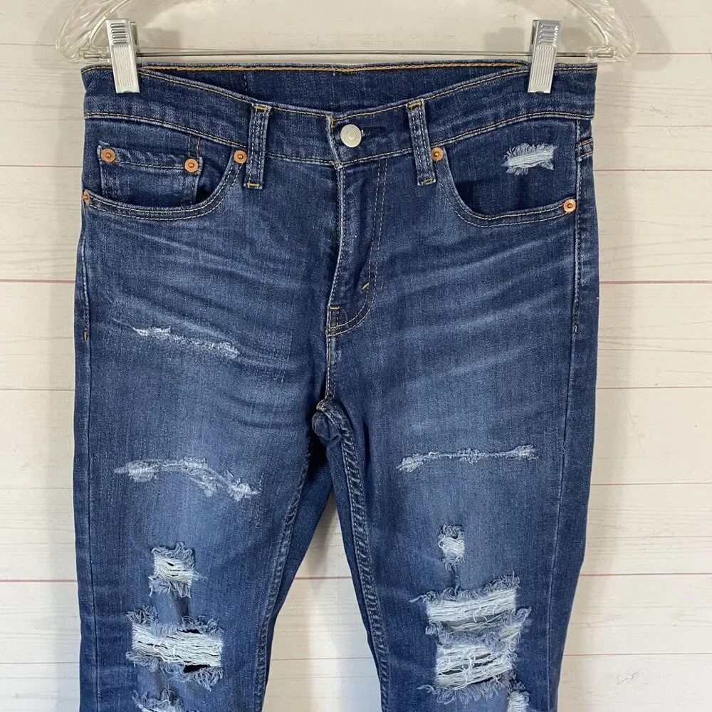 Levi's Mens 511 Slim Fit Distressed Jeans Size 28 Blue Stretch Actual-28x28